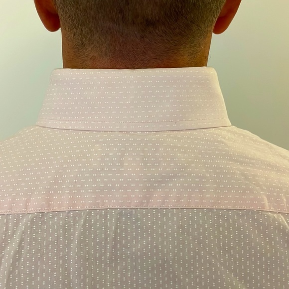 EXPRESS | Men’s Extra Slim Dot Print Stretch Dress Shirt Size Size Small 14-14.5 - Picture 7 of 7